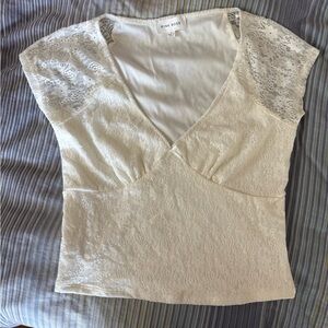 Pink Rose Soft Knit Top in White